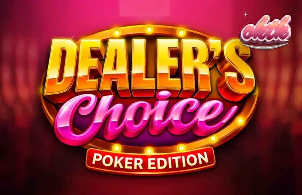 Dealer’s Choice: Poker Edition slot machine interface featuring poker cards and green felt table design.